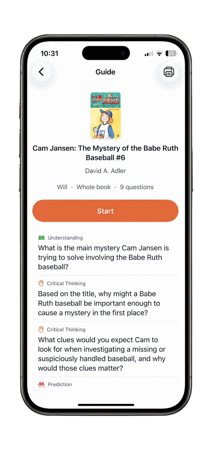 A generated study guide open in the Guided Pages app